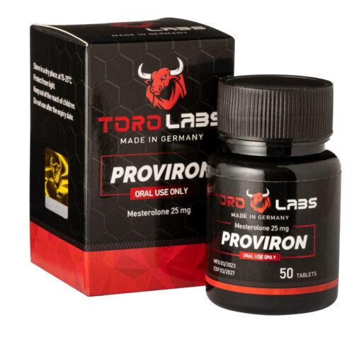 אריזת תרופות שחורה ואדומה של TDR Labs, מכילה 50 טבליות פרוביירון